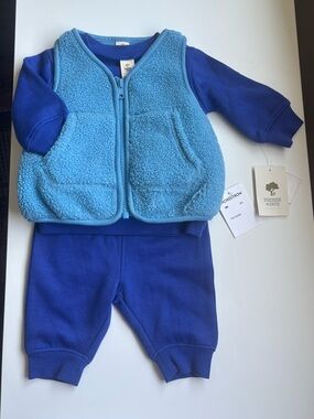 Tucker + Tate 3m baby boy sweat suit set with Sherpa vest blue